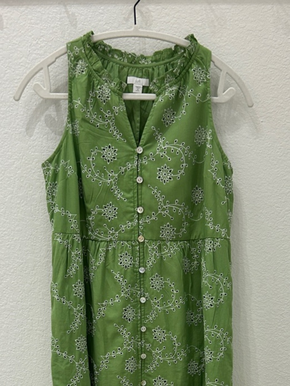 J.Jill Green Sleeveless Button-Front Maxi Dress